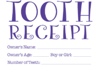 Tooth Fairy Certificate & Tooth Receipt Free Printables for Tooth Fairy Letter Template