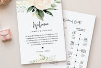 Wedding Welcome Letter & Timeline Template, Order Of pertaining to Welcome Bag Letter Template