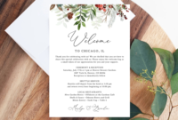 Welcome Letter Template, Christmas Wedding Itinerary Card for Welcome Bag Letter Template