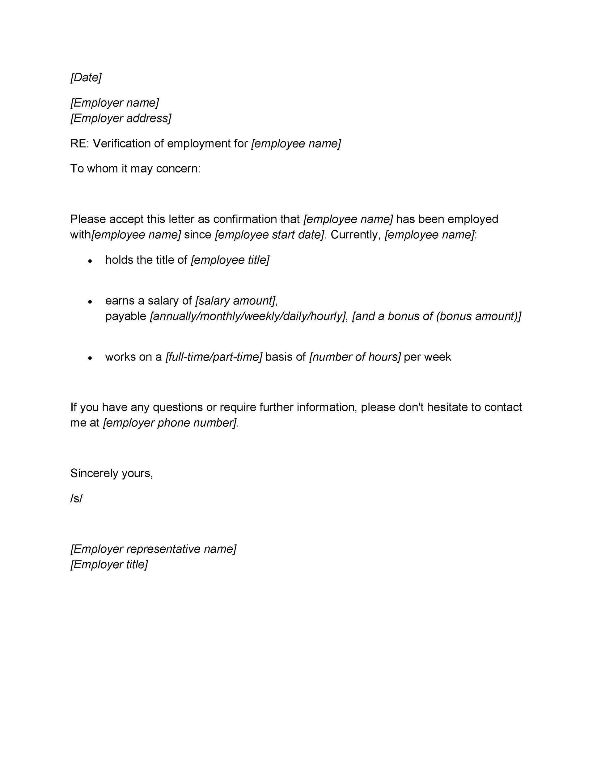 Work Verification Letter From Employer For Your Needs within Employment Verification Letter Template Word